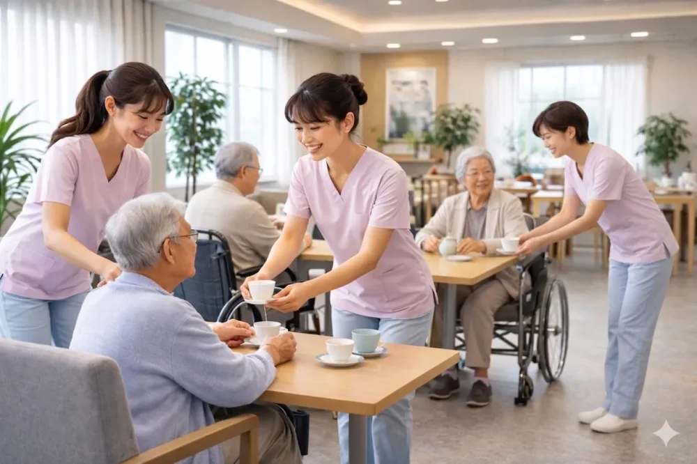 AI採用をした所多様性のない人材が集まってしまった介護施設の様子